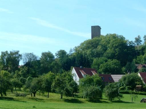 Die Burg über den Obstgärten