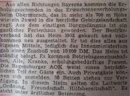 Zeitungsinserat um 1954: „Aus dem einstigen Burggefängnis ist ein gastliches Ferienhaus geworden“
