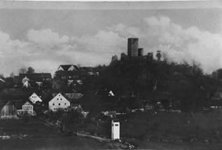 Dorfansicht mit dem Wirtshaus, ca. 1960