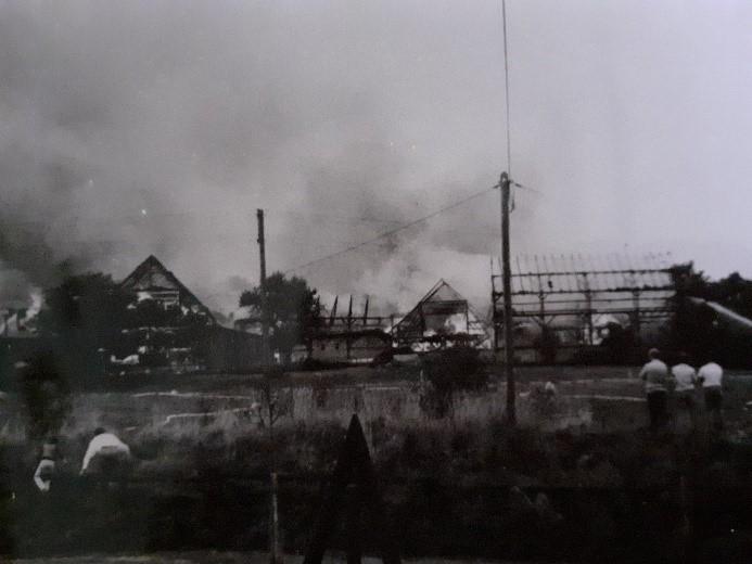 Großbrand in Obermurach am 26. September 1980, die Brandstelle von Osten gesehen